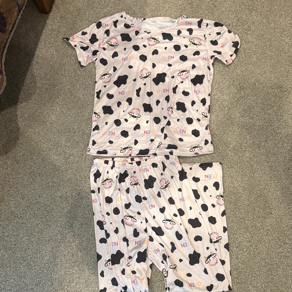 Kids Cow Print Pajamas Set